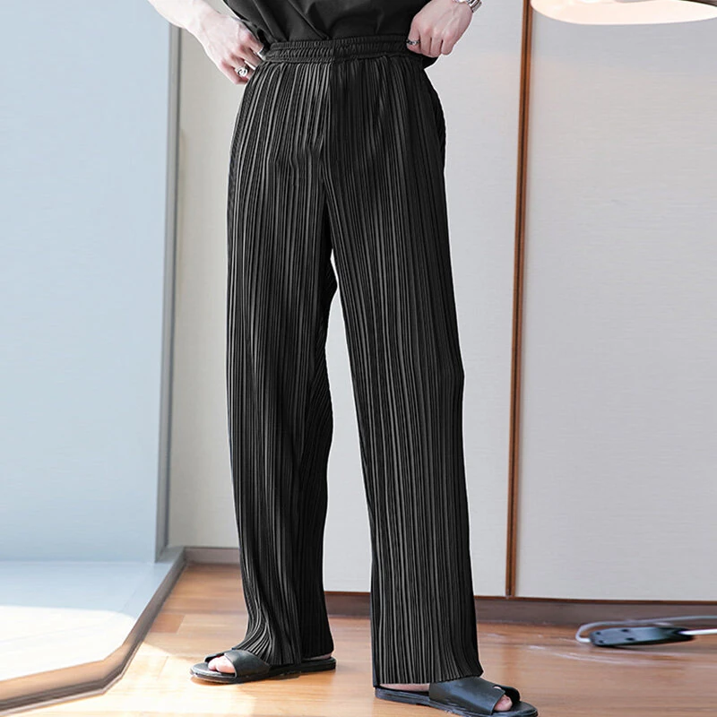 INCERUN Men Pants Comfy Loose Fit Straight Leg Designer Textured Casual Mopped Trousers Daily Black Pants Casual Gray Pants Fashion White Pants (image for) INCERUN Men Pants Comfy Loose Fit Straight Leg Designer Textured Casual Mopped Trousers Daily Black Pants Casual Gray Pants Fashion White Pants